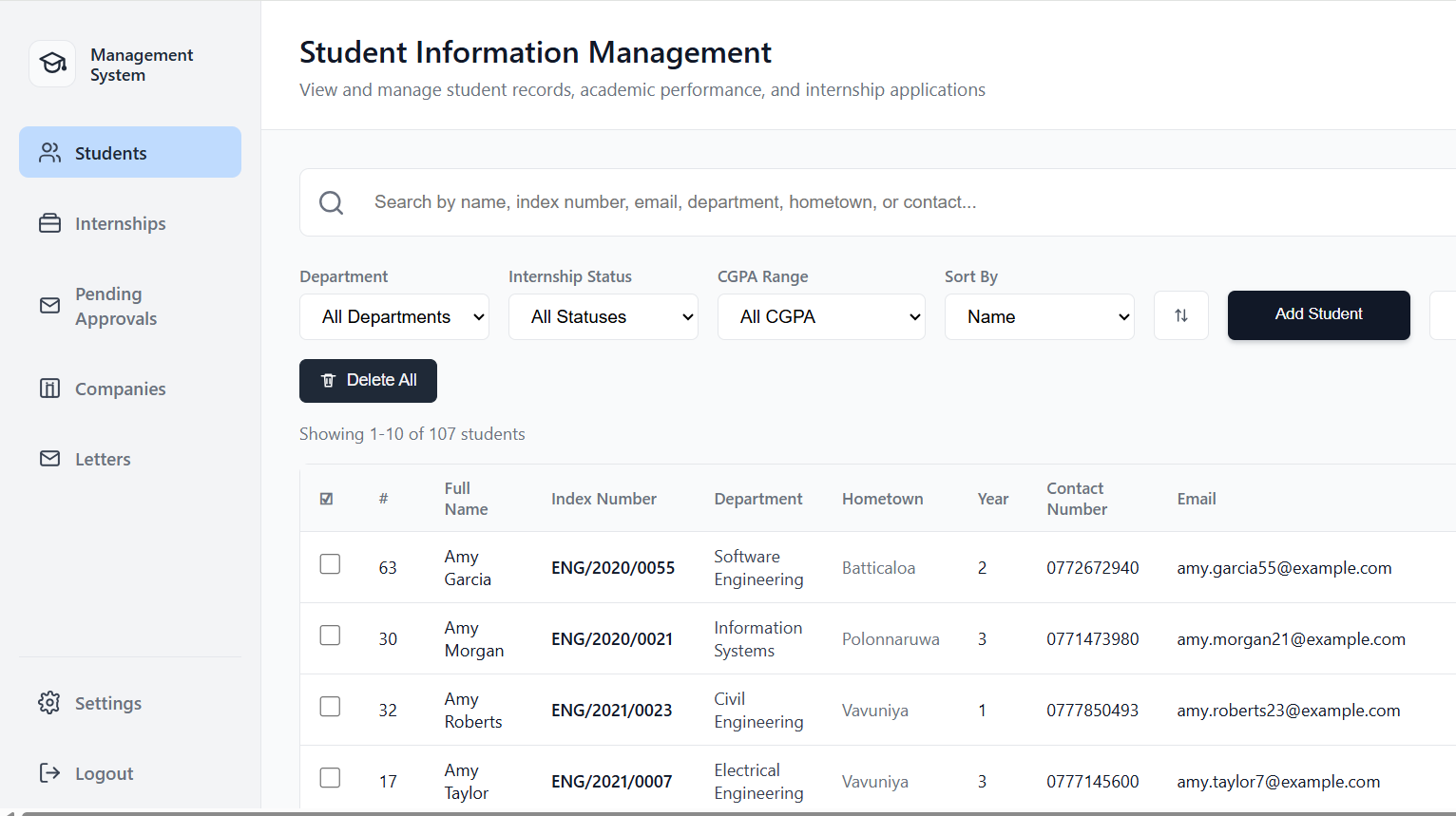 Internship Management System (IMS) - Internship Management platform for posting opportunities, managing applications, and tracking approvals and status updates in one workflow.